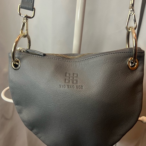 tic tac toe Handbags - Tic Tac Toe The Moon Bag Grey Bolivians Paris Top Grain Leather